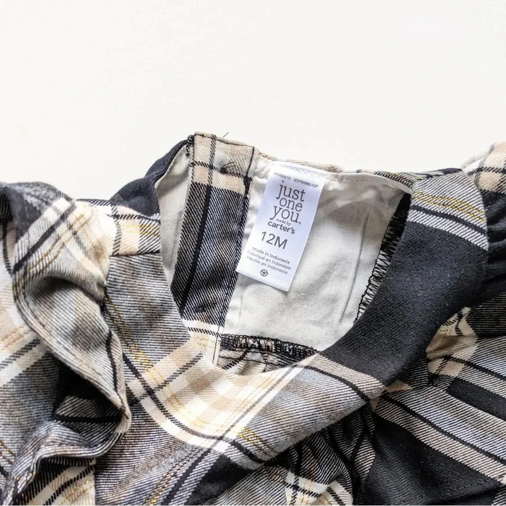 Carters Infant Girls Festive Plaid Ruffle *Dress - Black & Off White